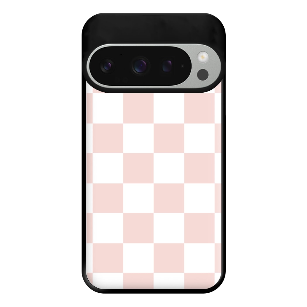 Pink And White Checkers Phone Case for Google Pixel 9 Pro XL