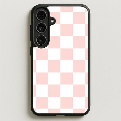 Pink And White Checkers Phone Case for Galaxy S25FE