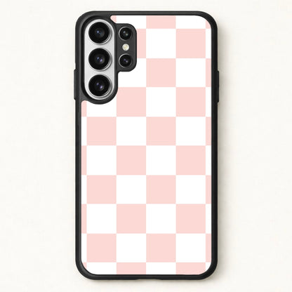 Pink And White Checkers Phone Case for Galaxy S26 Ultra