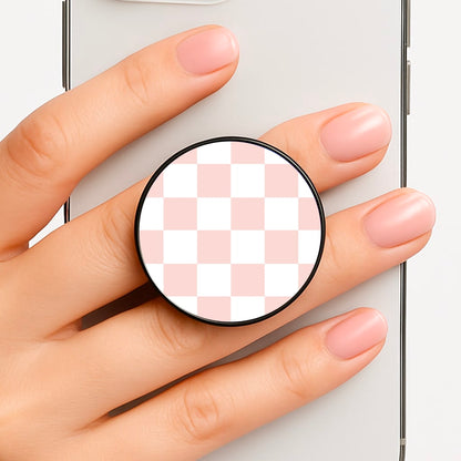 Pink And White Checkers Phone Grip