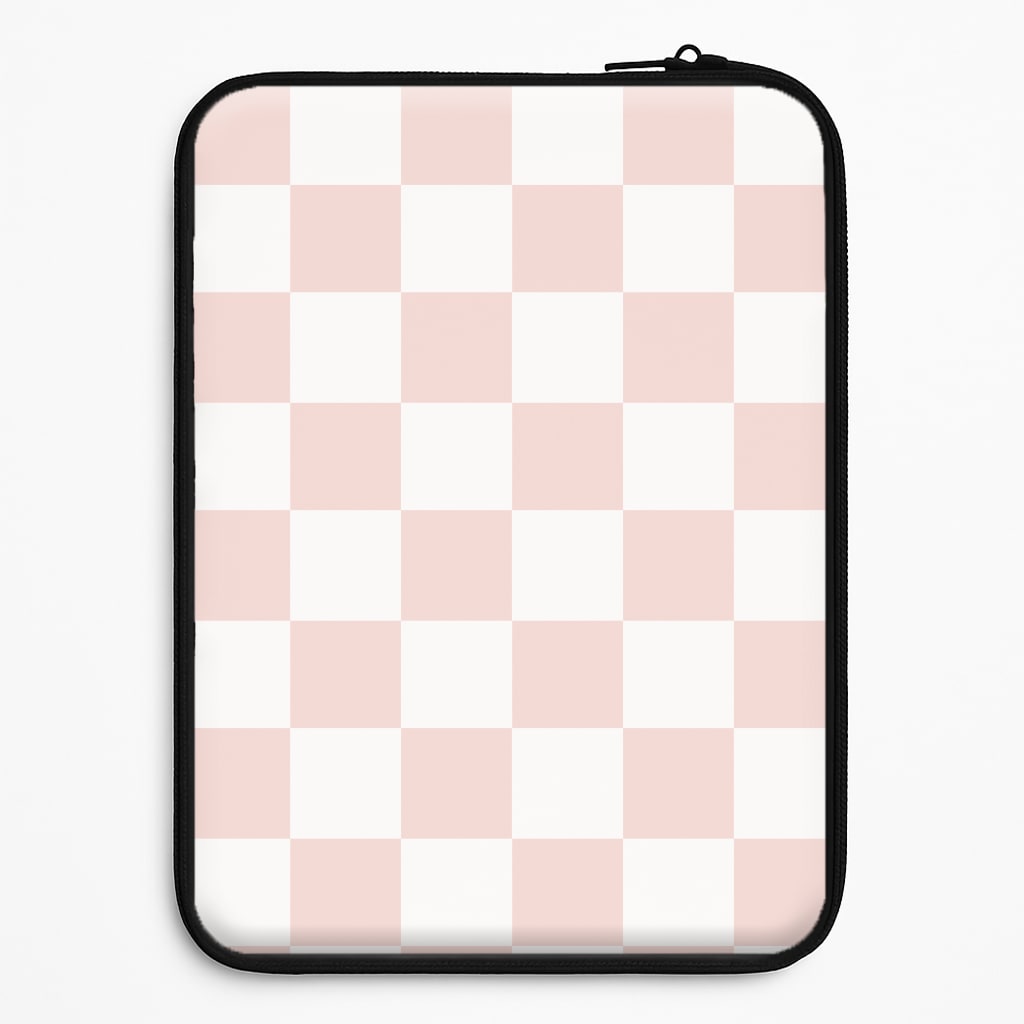 Pink And White Checkers Laptop Sleeve