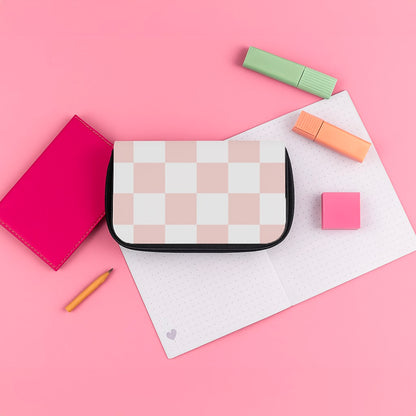 Pink And White Checkers Pencil Case