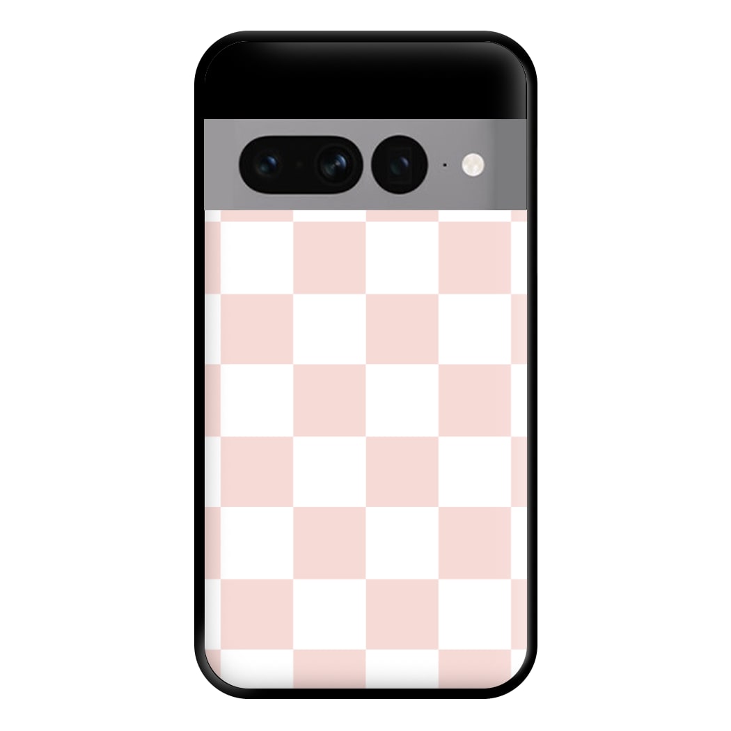 Pink And White Checkers Phone Case for Google Pixel 7 Pro