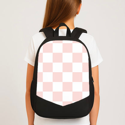Pink And White Checkers Large School Bag
