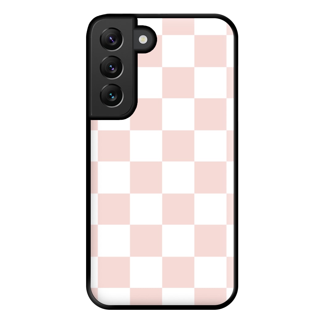 Pink And White Checkers Phone Case for Galaxy S22 Plus