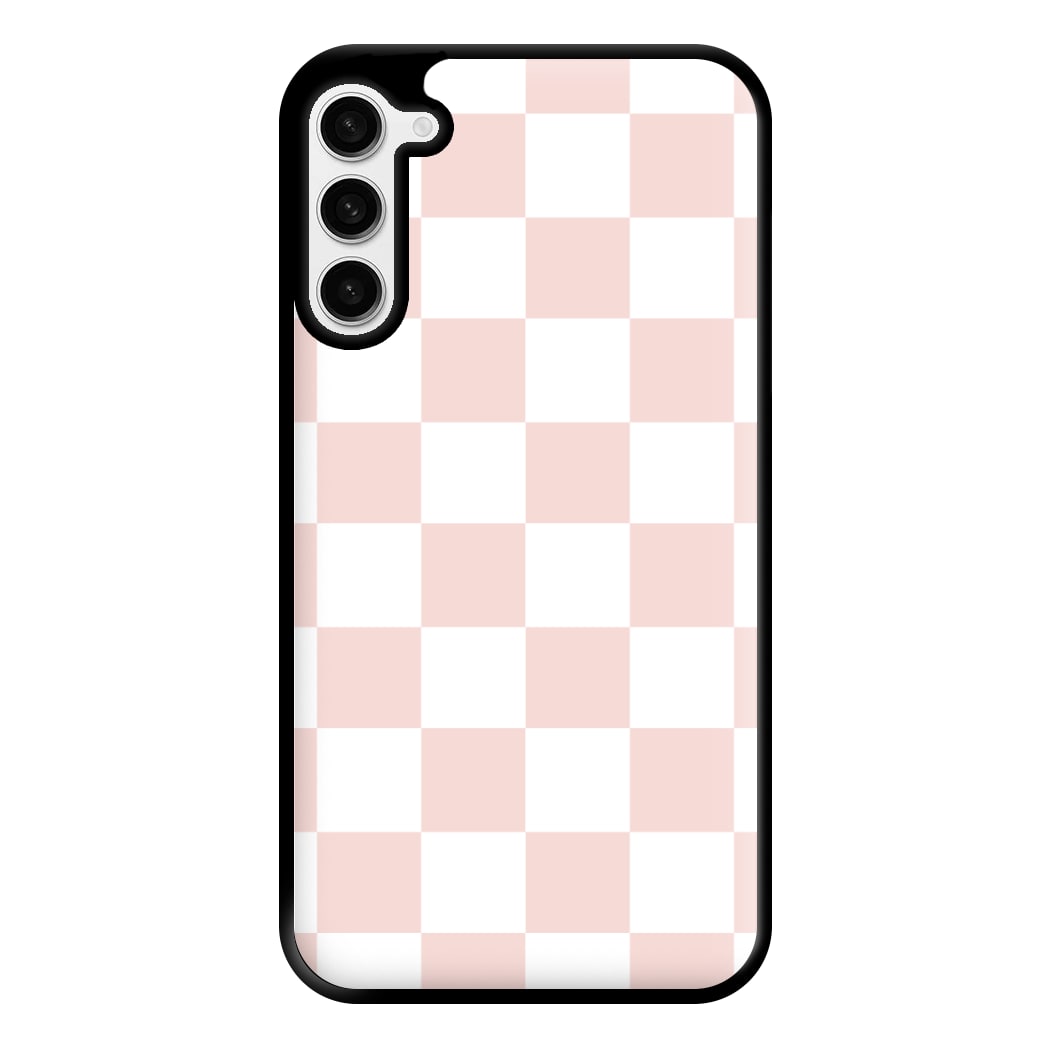 Pink And White Checkers Phone Case for Galaxy S23 Plus