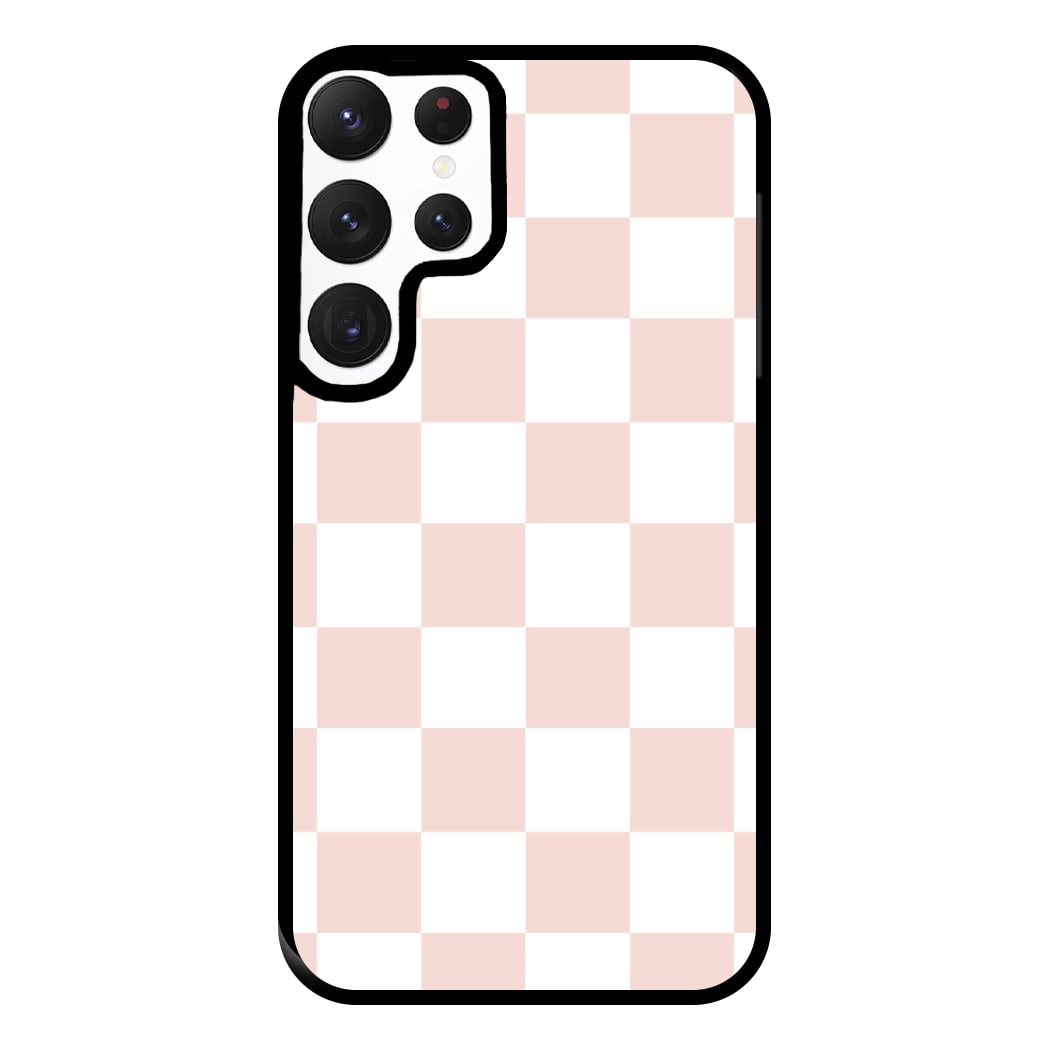 Pink And White Checkers Phone Case for Galaxy S22 Ultra