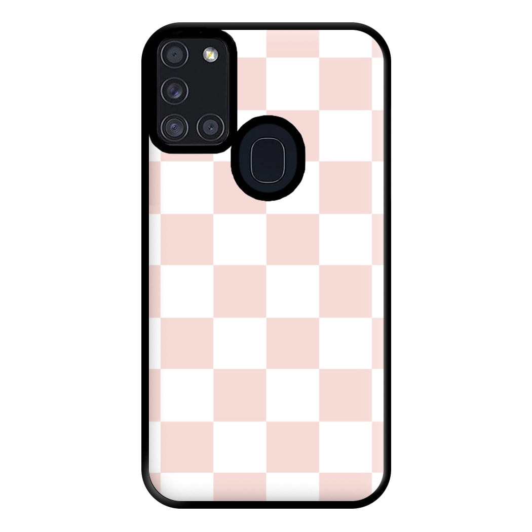 Pink And White Checkers Phone Case for Galaxy A21s