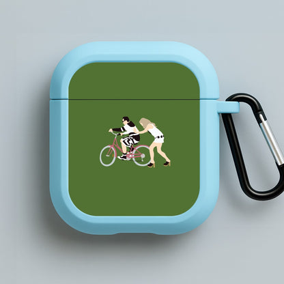 David Riding A Bike Blue AirPods Case