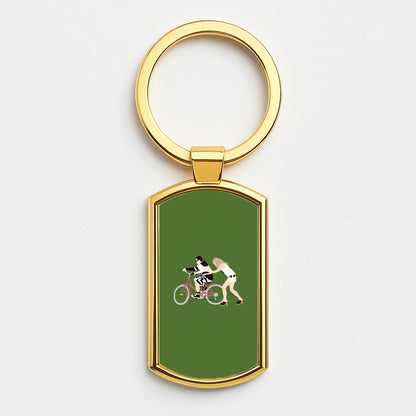 David Riding A Bike Gold Keyring