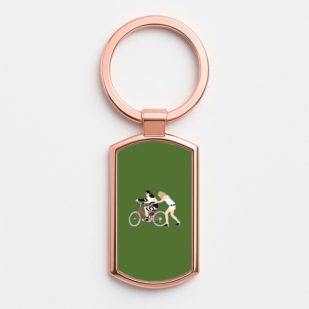 David Riding A Bike Rose Gold Keyring