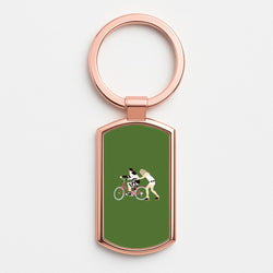 David Riding A Bike Rose Gold Keyring