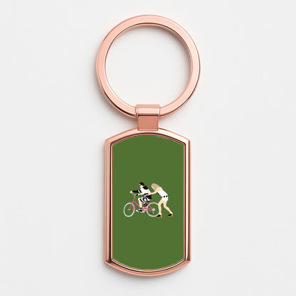 David Riding A Bike Rose Gold Keyring