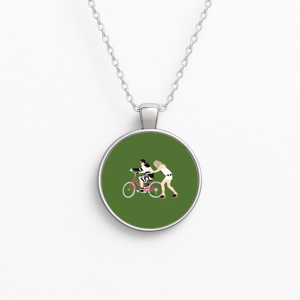 David Riding A Bike Circle Necklace