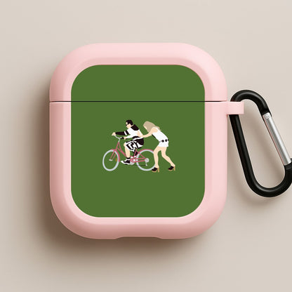 David Riding A Bike Pink AirPods Case