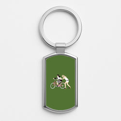 David Riding A Bike Silver Keyring