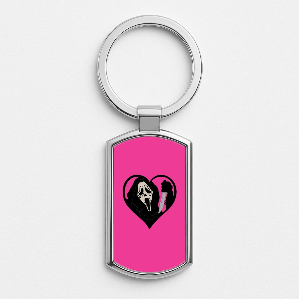 Heart face - Halloween Silver Keyring