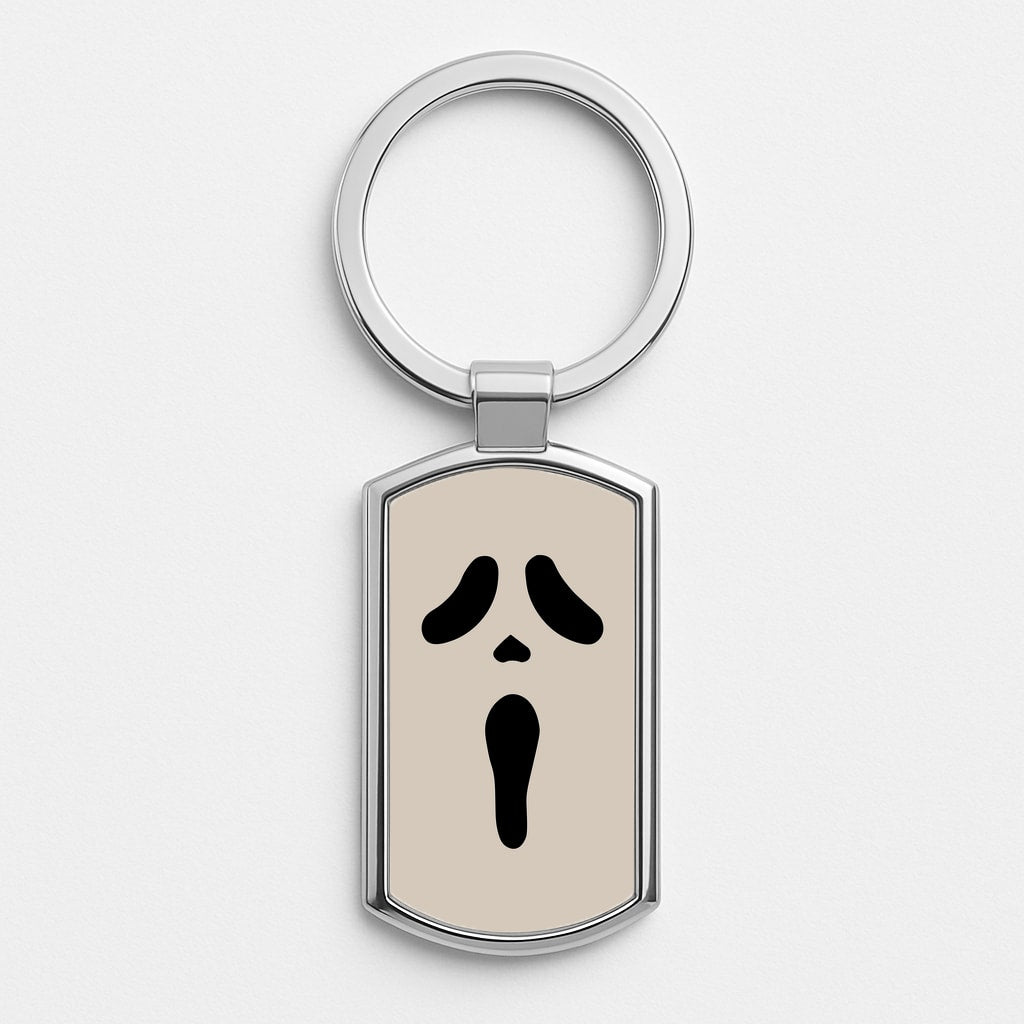 Scream Face Silver Keyring