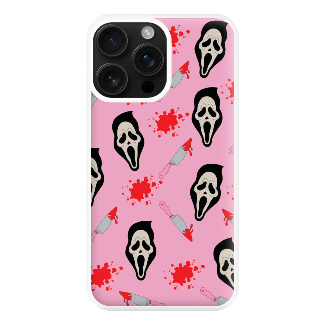 Pink Ghostface Pattern - Scream Phone Case