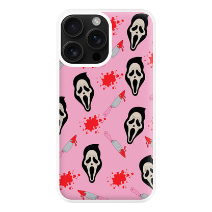 Pink Ghostface Pattern - Scream Phone Case for iPhone 16 Pro Max