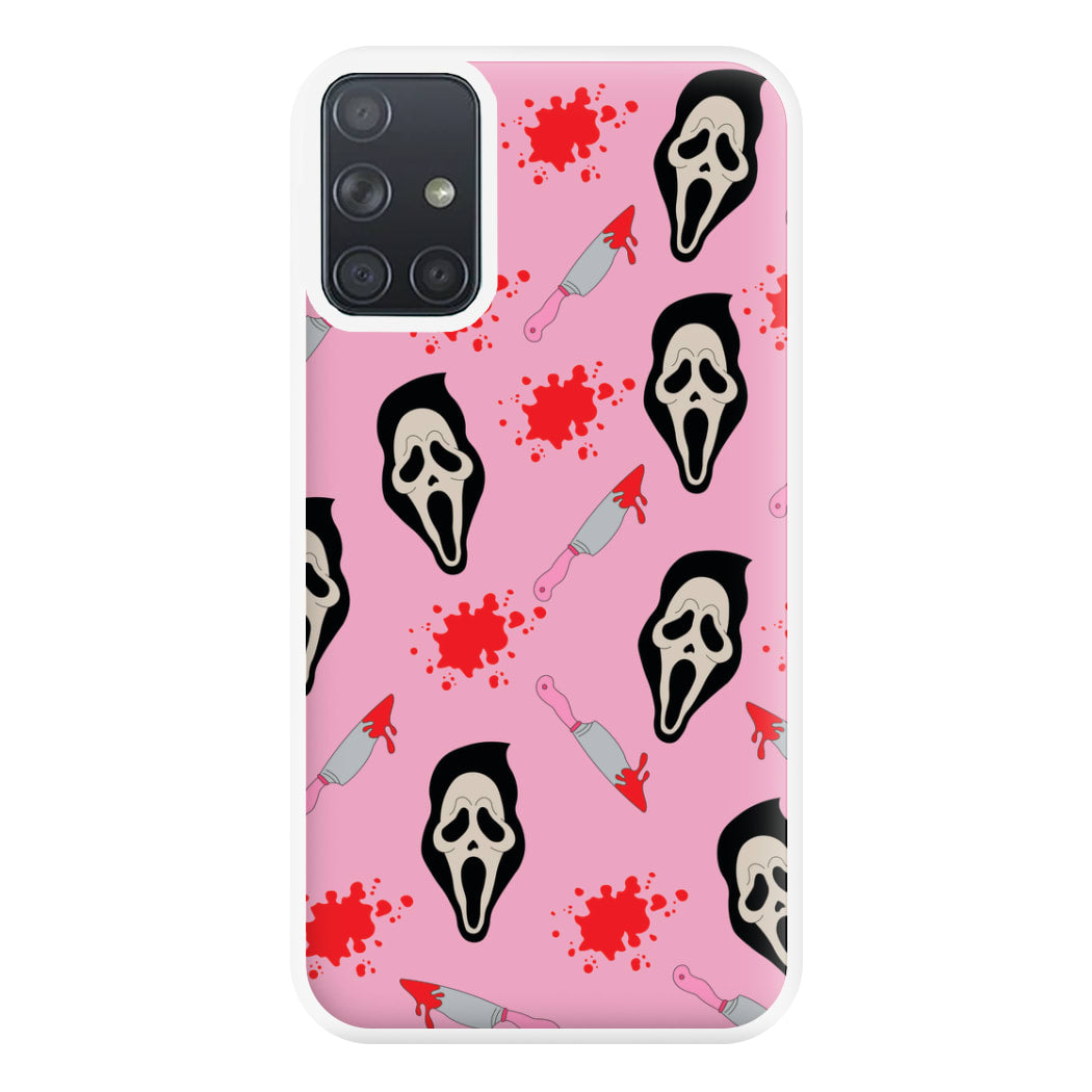 Pink Ghostface Pattern - Scream Phone Case for Galaxy A71