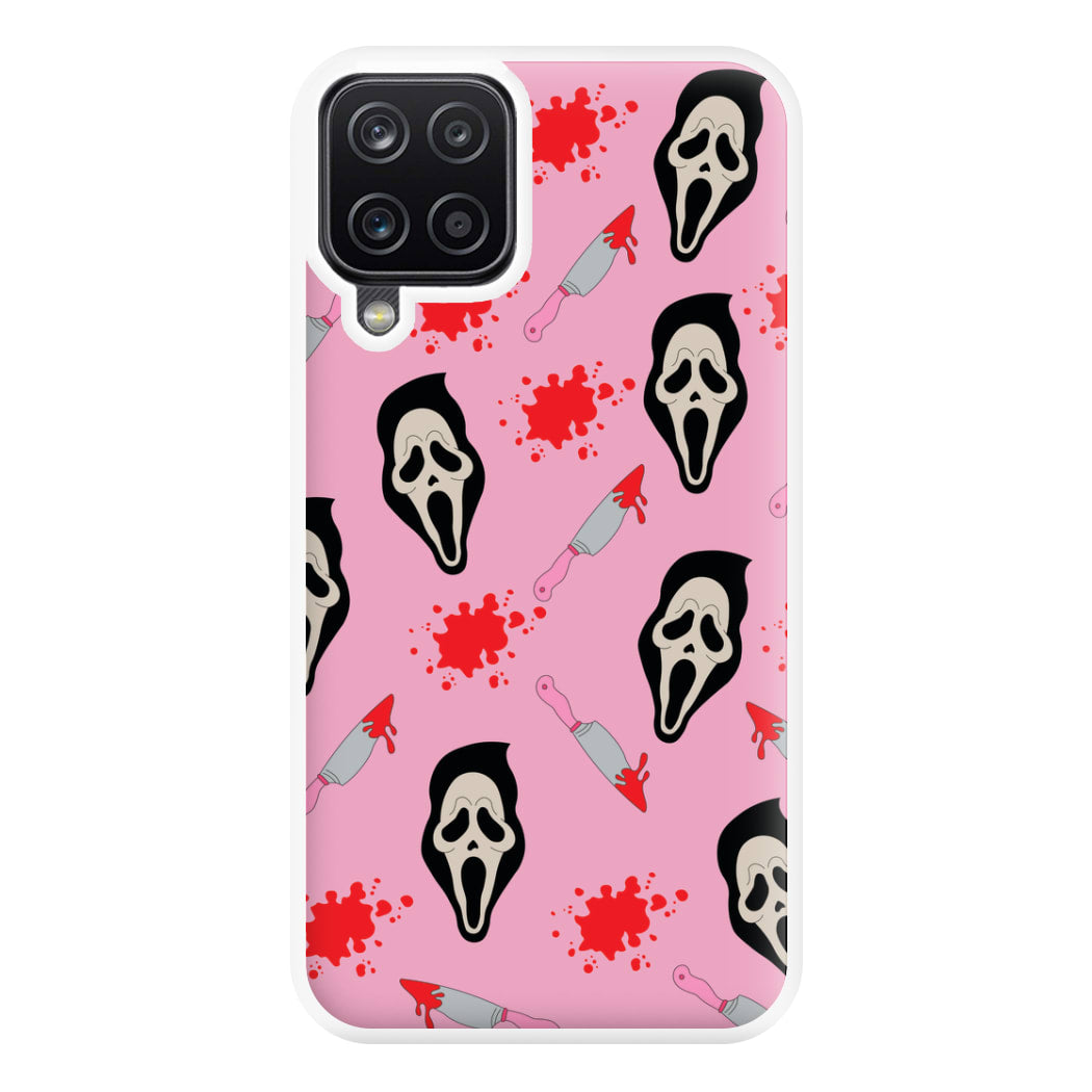 Pink Ghostface Pattern - Scream Phone Case for Galaxy A12