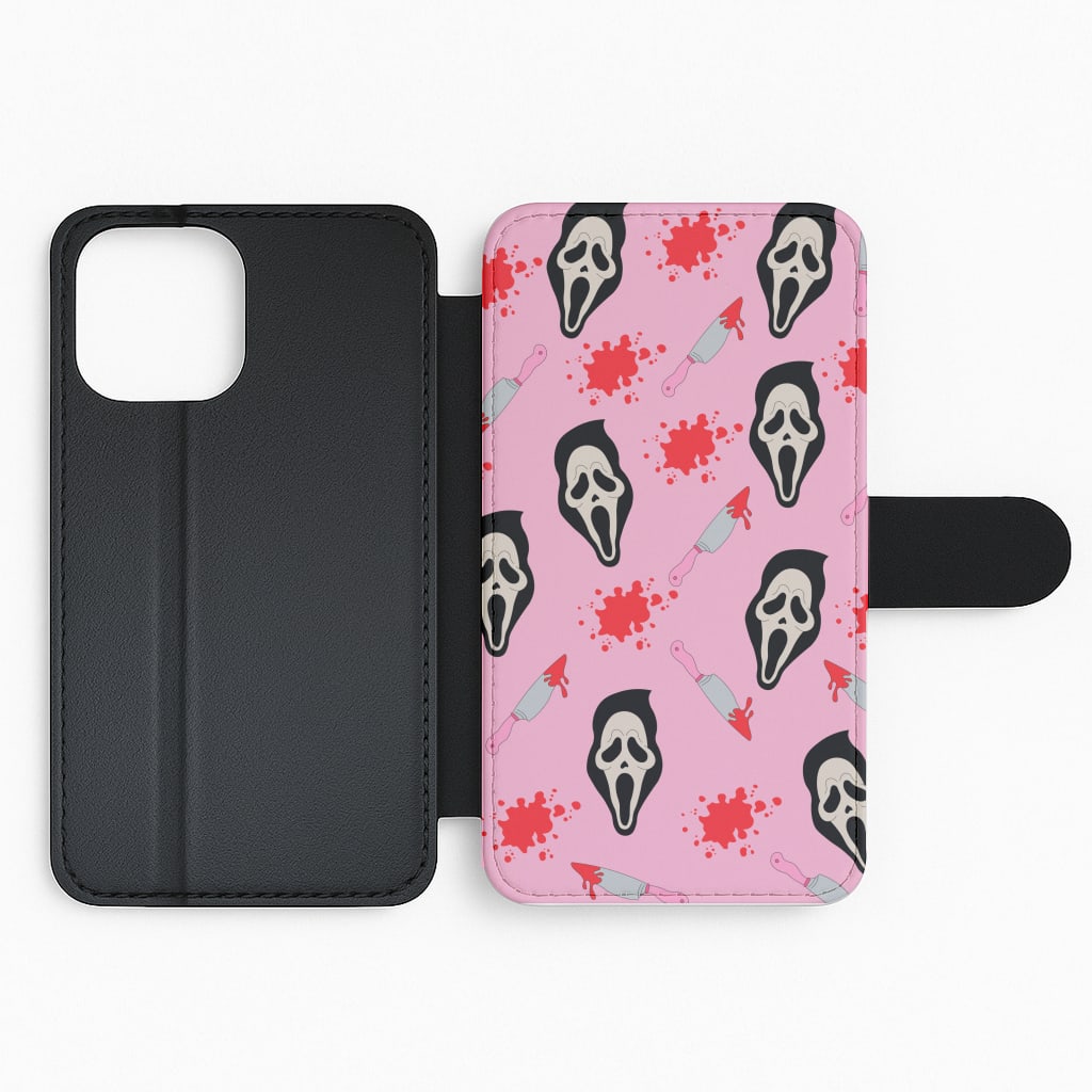 Pink Ghostface Pattern - Scream Flip Phone Case
