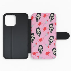 Pink Ghostface Pattern - Scream Flip Phone Case