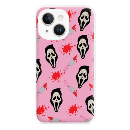 Pink Ghostface Pattern - Scream Phone Case for iPhone 14 Plus