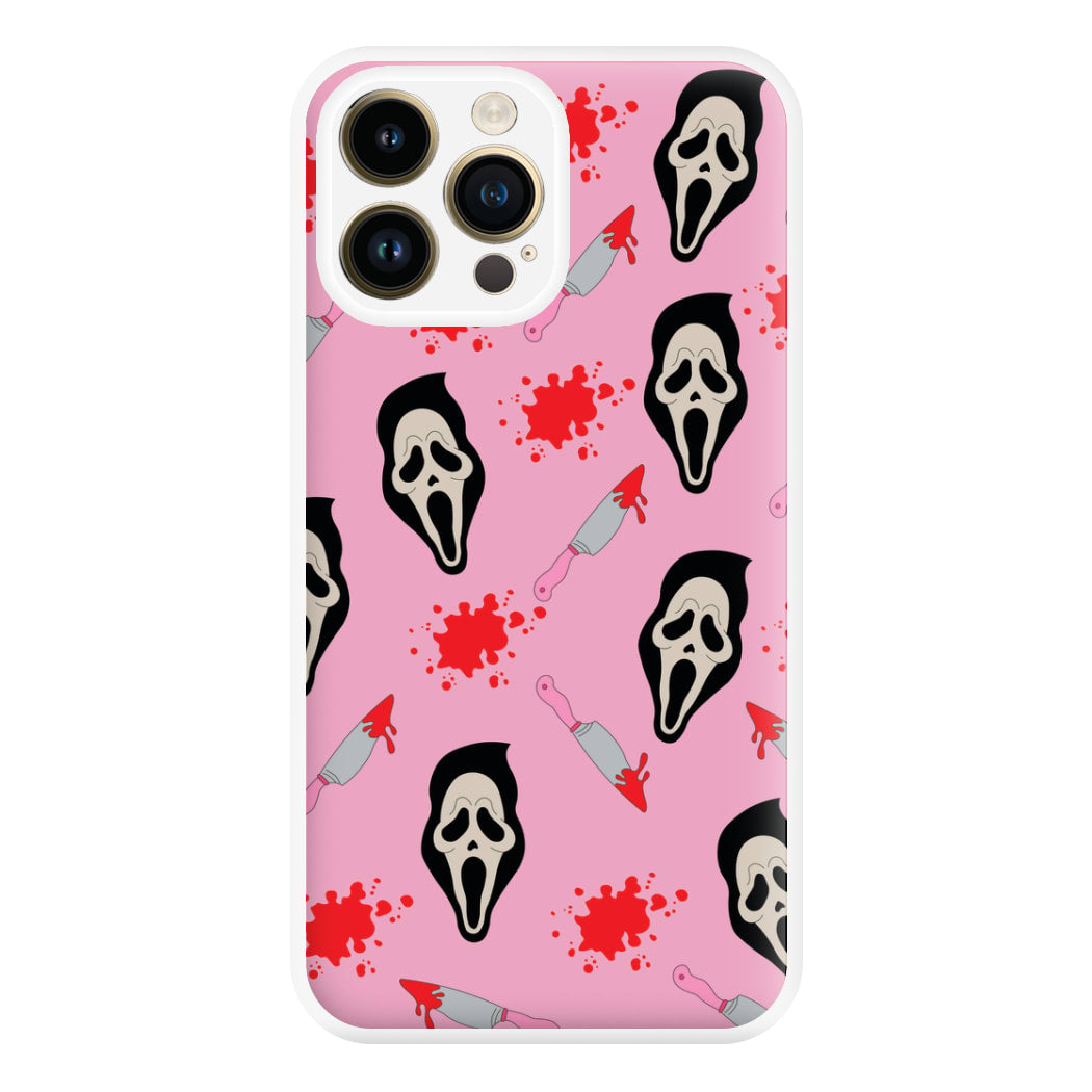 Pink Ghostface Pattern - Scream Phone Case for iPhone 14 Pro Max