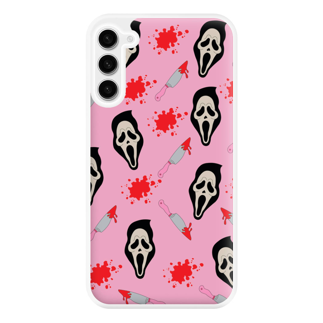 Pink Ghostface Pattern - Scream Phone Case for Galaxy S23FE