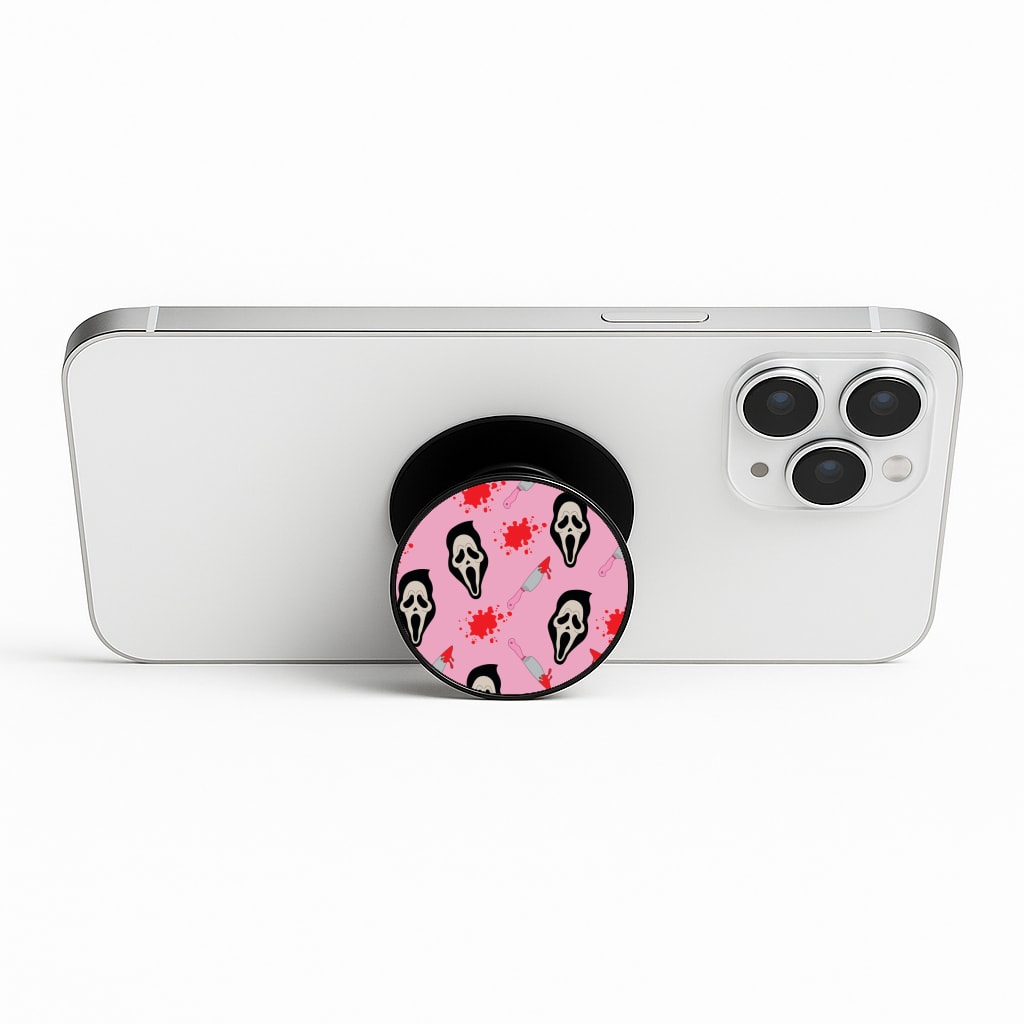 Pink Ghostface Pattern - Scream Phone Stand
