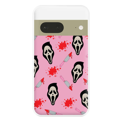 Pink Ghostface Pattern - Scream Phone Case for Google Pixel 7a