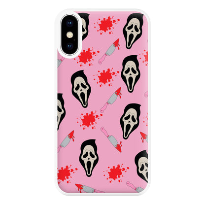 Pink Ghostface Pattern - Scream Phone Case for iPhone XS Max