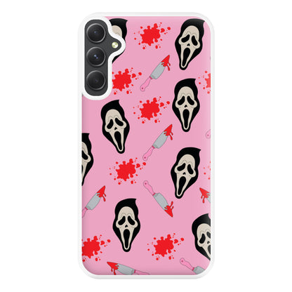 Pink Ghostface Pattern - Scream Phone Case for Galaxy A14