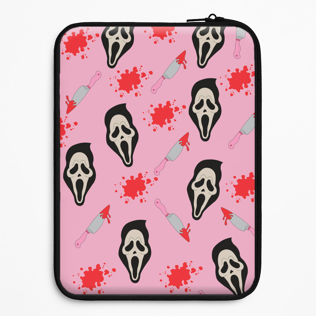 Pink Ghostface Pattern - Scream Laptop Sleeve