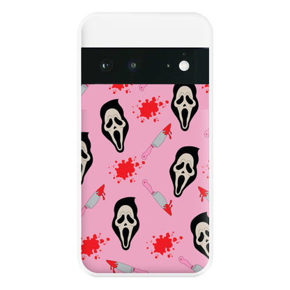 Pink Ghostface Pattern - Scream Phone Case for Google Pixel 6a