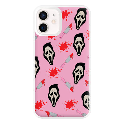 Pink Ghostface Pattern - Scream Phone Case for iPhone 13 Mini