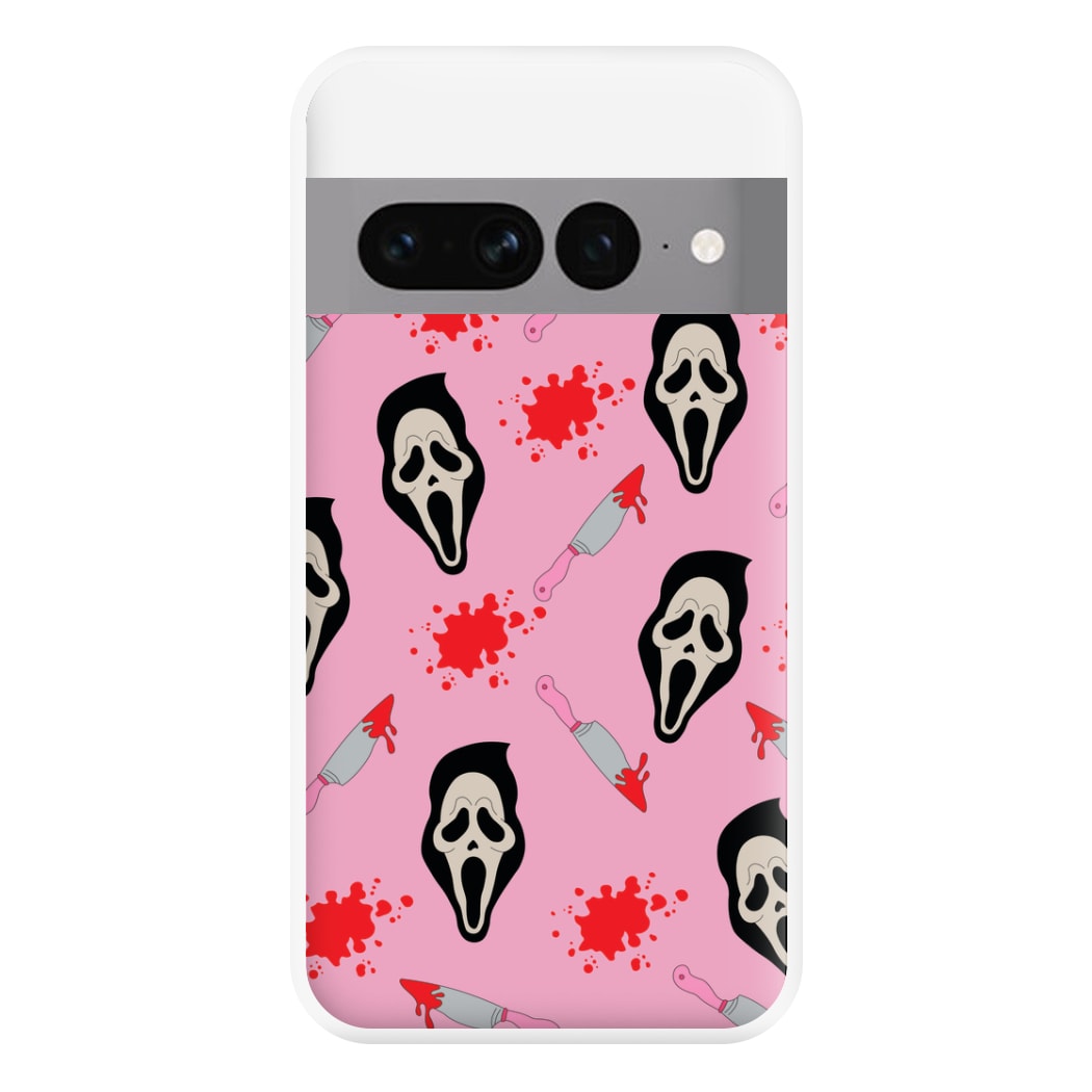 Pink Ghostface Pattern - Scream Phone Case for Google Pixel 7 Pro