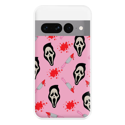 Pink Ghostface Pattern - Scream Phone Case for Google Pixel 7 Pro