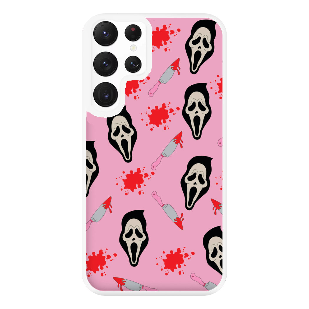 Pink Ghostface Pattern - Scream Phone Case for Galaxy S22 Ultra