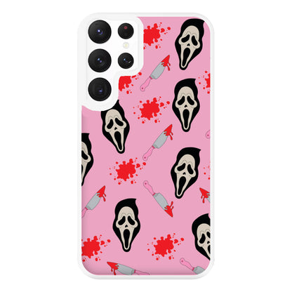 Pink Ghostface Pattern - Scream Phone Case for Galaxy S22 Ultra