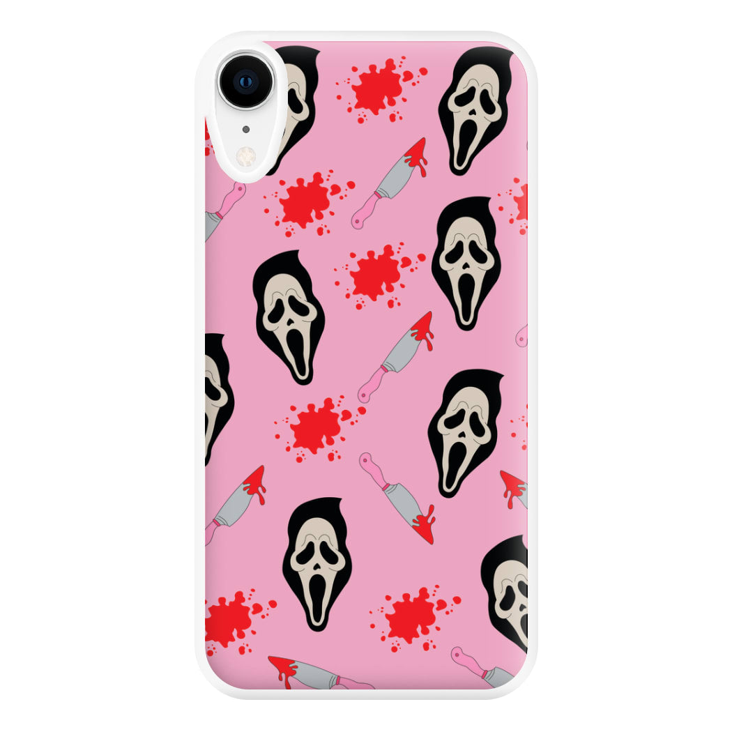 Pink Ghostface Pattern - Scream Phone Case for iPhone XR