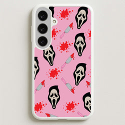 Pink Ghostface Pattern - Scream Phone Case for Galaxy S25FE