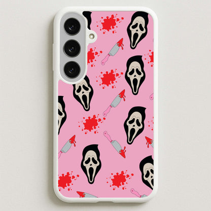 Pink Ghostface Pattern - Scream Phone Case for Galaxy S25FE