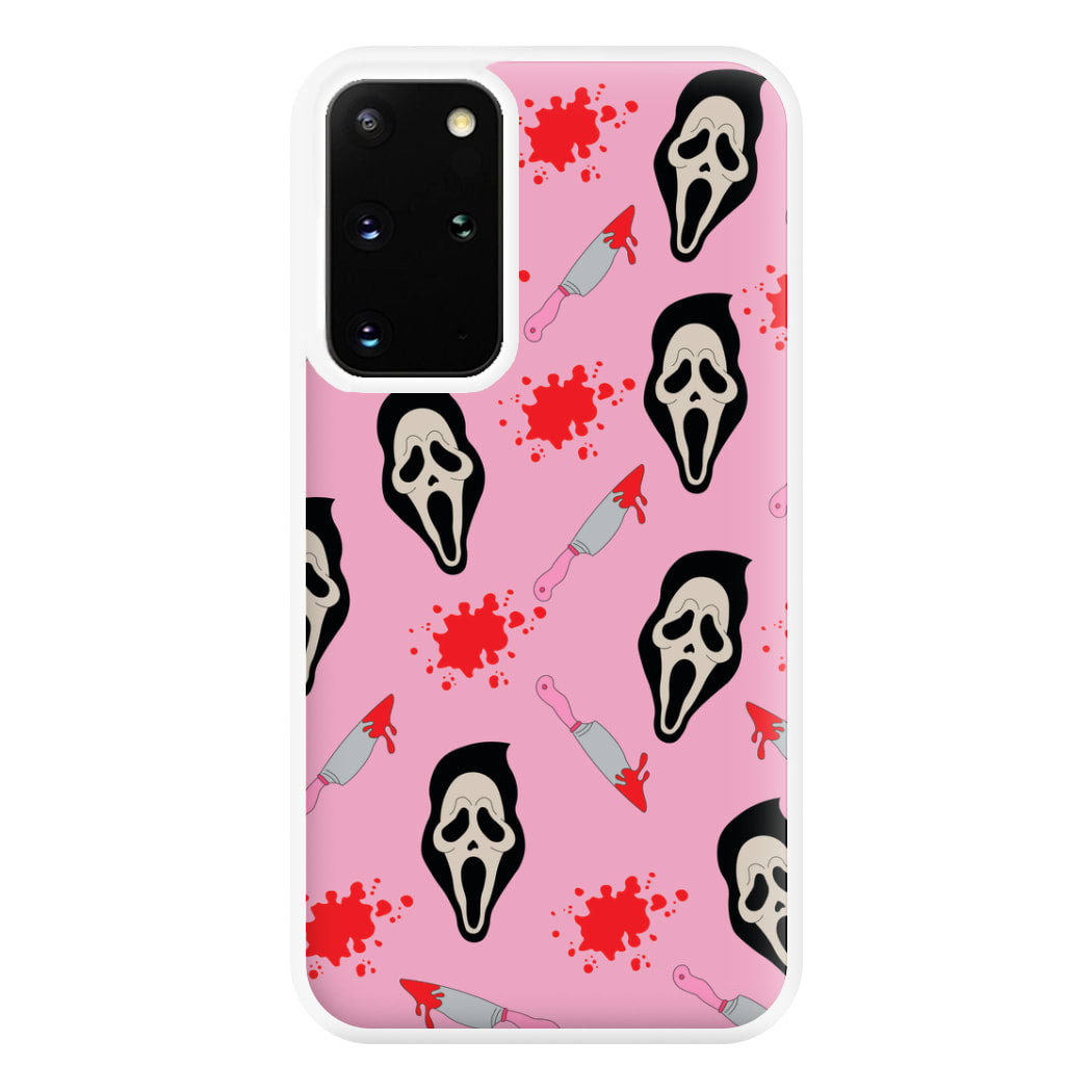 Pink Ghostface Pattern - Scream Phone Case for Galaxy S20 Plus