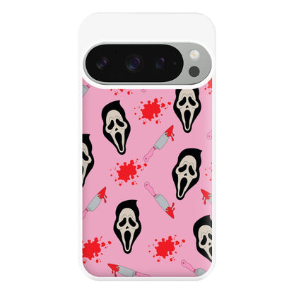 Pink Ghostface Pattern - Scream Phone Case for Google Pixel 9 Pro XL