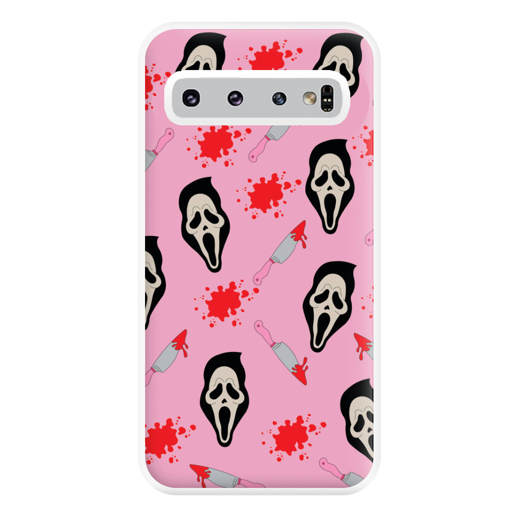 Pink Ghostface Pattern - Scream Phone Case for Galaxy S10 Plus