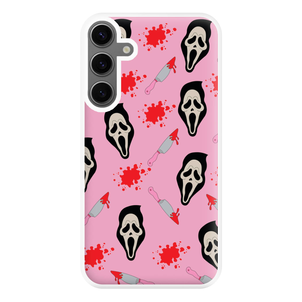 Pink Ghostface Pattern - Scream Phone Case for Galaxy S24FE