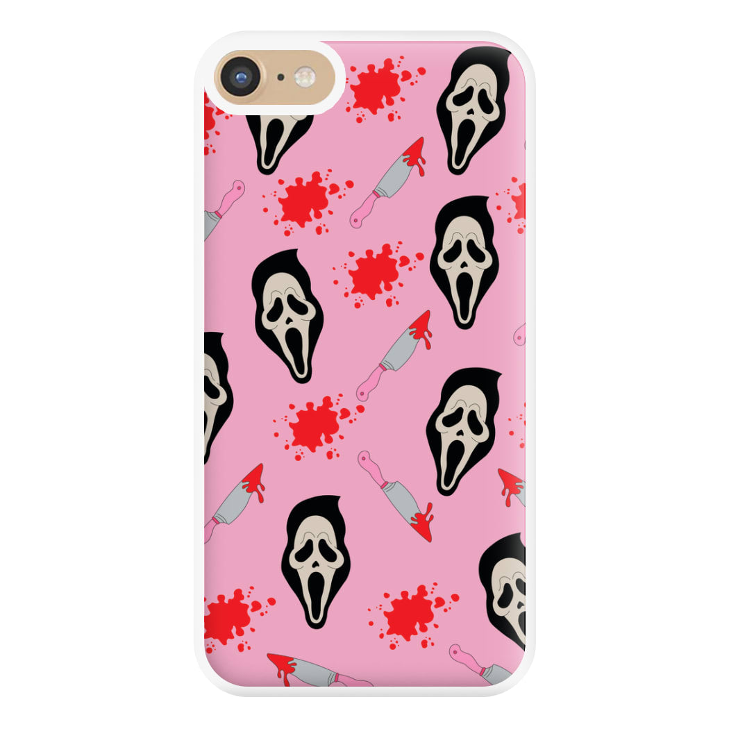 Pink Ghostface Pattern - Scream Phone Case for iPhone 6 / 7 / 8 / SE